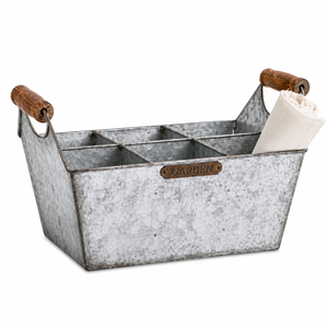Advantageous Design Galvanized Cutlery Holder with Ring Handle Metal <b>Kitchen</b> Utensil <b>Caddy</b> and Silverware Storage Organizer - Product Image 5