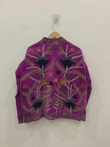 Chaqueta Bomber de Terciopelo de Algodón con Bordado Floral Suzani, Reversible, Estilo Boho Vintage, Talla Única, para Otoño e Invierno, Precio de Fábrica - Product Image 3
