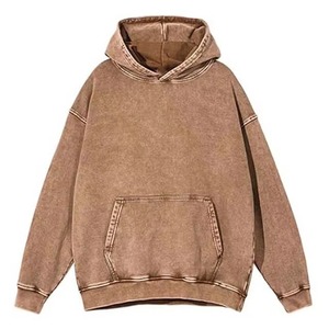 Custom 380GSM <b>Fleece</b> Heavy Weight Oversized Hoodie Vintage Boxy Fit Acid Wash Unisex Mock Neck Sweatshirt Cotton Blended Hoodie - Product Image 4