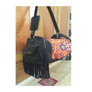 Unisex Banjara Fabric Suede Travel Bag Recycled Cotton <b>Shoulder</b> <b>Strap</b> Embroidery Zipper Closure Casual for Summer Autumn Spring - Product Image 3