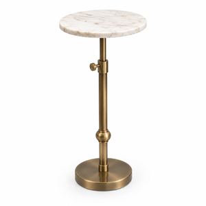 Meuble de rangement réglable en fer avec plateau en marbre blanc, à trois niveaux, avec pinces à sacs en bambou et rotin, design traditionnel, pour salon - Product Image 1