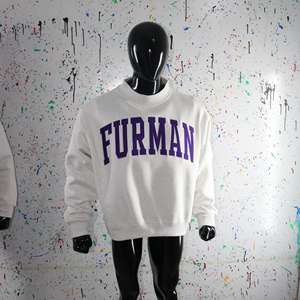 FURMAN ASH GREY <b>Mock</b> <b>Neck</b> Sweatshirt 100% PURPLE Applique Embroidery wide <b>neck</b> Sweatshirt Finer Threads - Product Image 1
