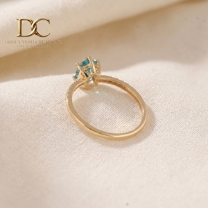 แหวนทองคำแท้ 14KT ประดับเพชรเลี้ยงในห้องปฏิบัติการ และพลอยสีฟ้าพาราอิบาเลี้ยงในห้องปฏิบัติการ ดีไซน์หรูหรา สวยงาม ได้รับการรับรองจาก IGI สำหรับผู้หญิง - Product Image 5