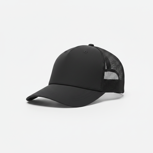 Black Mesh Trucker <b>Hat</b> Adjustable Unisex Adult Casual Summer Outdoor Training <b>Cap</b> Breathable Cotton <b>Flat</b> Brim Style - Product Image 2