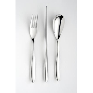 Ensemble de couverts modernes en acier inoxydable avec poignée à motif festonné, finition miroir haute brillance, résistant à la rouille, pour mariage et dîner - Product Image 2