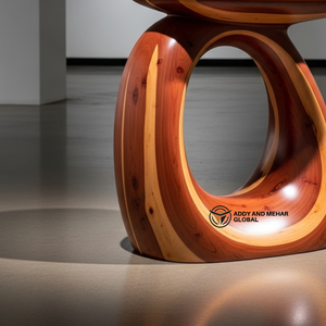 Table d'appoint ovale de luxe en bois massif, ottoman et table d'appoint modernes faits à la main pour mobilier de maison et d'hôtel de designer - Product Image 5