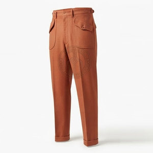 Pantalon de combat allemand classique, d'inspiration vintage, coupe droite, taille mi-haute, en toile légère, avec coutures renforcées et ceinture lisse - Product Image 3