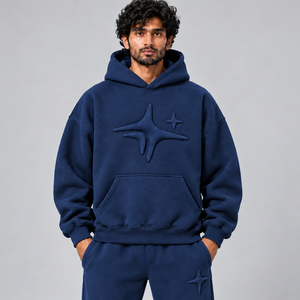 Custom Heavyweight Sweatsuit <b>Men</b> Oversized Cotton Hoodie Jogger <b>Set</b> Relaxed Fit Streetwear Casual Pullover Daily Outfit Style - Product Image 3