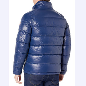 Men's Designer Light Green Puffer <b>Jacket</b> Shiny Bubble Effect Custom 100% Nylon Fabric Stand Collar <b>Waterproof</b> Wholesale Fashion - Product Image 3