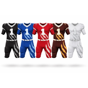 Custom Sublimated American <b>Football</b> Uniform <b>Jersey</b> and Pants Set Men V Neck Short Sleeve Moisture Wicking - Product Image 6