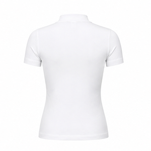 Customize Optical <b>White</b> Womens Fitted Stretch Fit Mock Neck Short Sleeve <b>T</b> <b>Shirt</b> Breathable Cotton Modal Jersey WMNTS-0002 - Product Image 2