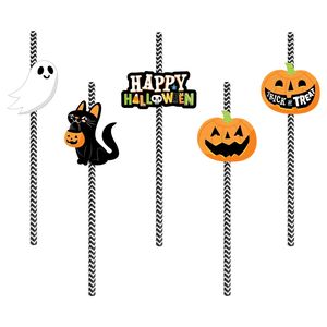 25 piezas de pajitas decorativas desechables a rayas para Halloween, pajitas de papel para decoración de fiestas de Halloween - Product Image 3
