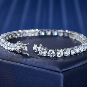 Pulsera de tenis premium con incrustaciones de moissanita VVS de 3 mm, cadena brillante de plata de ley 925, joyería para mujeres y hombres - Product Image 5