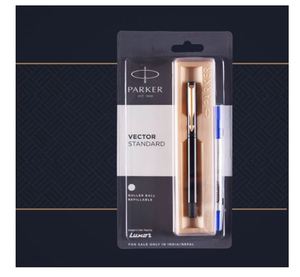 Parker Vector Standard <b>Gold</b> Trim Roller Ball <b>Pen</b> Ink Color Blue Black Body Color Ergonomic Design Built for long writi - Product Image 1
