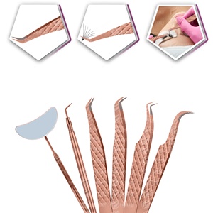 Pince à épiler professionnelle d'extension de cils en acier inoxydable Semi incurvée en vrac Logo privé outil d'accessoires de beauté - Product Image 6