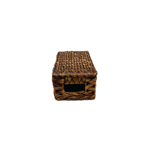 Caja de Almacenamiento Rectangular Tejida de Jacinto de Agua con Tapa, Diseño Clásico del Sudeste Asiático, Capacidad de 3-6L, Multifuncional para Ropa - Product Image 6