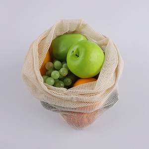 Bolsa de Malla de Algodón Orgánico con Cordón, Color Beige, Ecológica, con Logotipo Personalizado, Venta al Por Mayor de Fábrica, 15*18cm, para Frutas y Verduras - Product Image 4