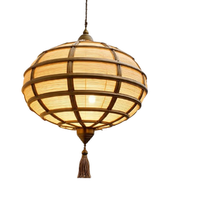 Luminaire suspendu en rotin LED de taille moyenne, design nouveau, fabrication artisanale, installation facile au plafond, idéal pour les mariages et les fêtes - Product Image 4