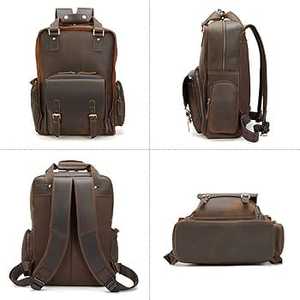 Sac à dos classique en cuir véritable ZOLO LEATHERS avec poignée supérieure, fonction antivol, design multifonctionnel, construction durable, couleur marron - Product Image 2