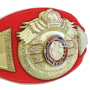 Ceinture de champion rouge avec ailes plaquées or et design globe, ceintures de titre sportif de haute qualité - Product Image 2