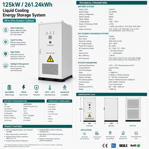 Armoire de <span class=keywords><strong>stockage</strong></span> d'énergie BESS LiFePO4 refroidie par liquide 261 kWh 832 V, système de <span class=keywords><strong>stockage</strong></span> d'énergie 125 kW pour usage commercial et industriel - Product Image 2