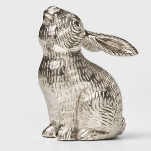 Sculpture de lapin en aluminium coulé, élégante statue d'animal en métal, lapin assis, accent décoratif pour les intérieurs modernes. - Product Image 6