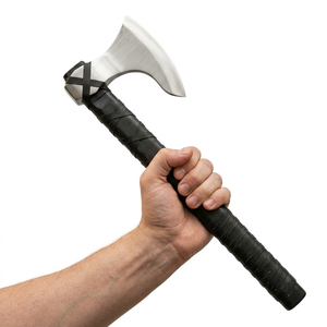 Hand Forged Viking <b>Axe</b> High Carbon Steel Head Ragnar Bearded <b>Axe</b> Leather-Wrapped Rosewood <b>Handle</b> 20-Inch Overall Length for - Product Image 3