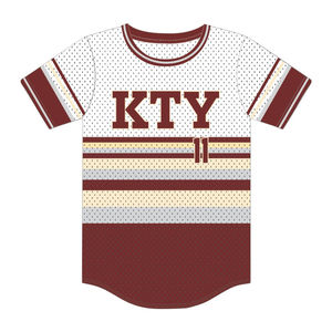 Camiseta de béisbol KAP gris a rayas al por mayor, jersey de malla 100% poliéster para fraternidad con logotipos bordados y apliques - Product Image 2