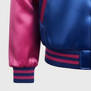 Blouson Bomber Varsity en Satin Rouge Personnalisé avec Logo, pour Homme, Décontracté, avec Impression Frontale, Vêtement d'Hiver Respirant et Écologique 100% Polyester - Product Image 4