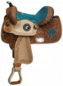 Selle de cheval en cuir de style western |   Sculpté à la main |   Design floral gravé |   Qualité supérieure |   Durable |   Équipement d'équitation confortable - Product Image 2