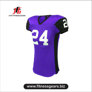 JUST FITNESS GEARS Men's American Football Jersey Pants Set Purple Sublimated Moisture Wicking V-Neck Short Sleeve Mesh Uniform - Product Image 3