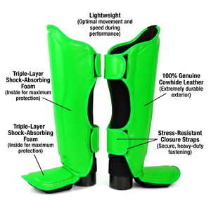 Protège-tibias de boxe Muay Thai pour enfants, personnalisés par le fabricant, en cuir PU professionnel - Product Image 6