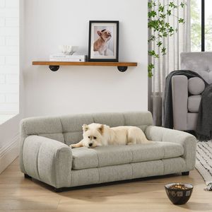 Modern Rectangular Pet Sofa Soft and Comfortable with <b>Backrest</b> Armrests for Large Medium Sized Pets - Product Image 2
