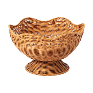 Corbeille à fruits en rotin sur piédestal, panier de service fait main multifonctionnel pour la salle à manger, la décoration intérieure et l'affichage en magasin - Product Image 1
