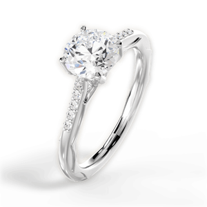 14K White Gold 2.72 CTW Round Lab Grown <b>Diamond</b> Engagement <b>Ring</b> with Shoulder Accent <b>Diamonds</b> - Product Image 4