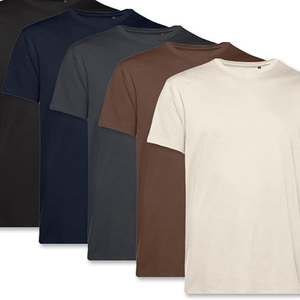 T-shirt pour homme en coton 100% à col rond, jersey tricoté, manches courtes, respirant, séchage rapide, streetwear uni - Product Image 1