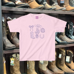Wholesale Crop Short T-Shirt Cute Cowboy Accessories Design Women's Tee for Girls Custom Logo Printed Summer Y2K - Product Image 4