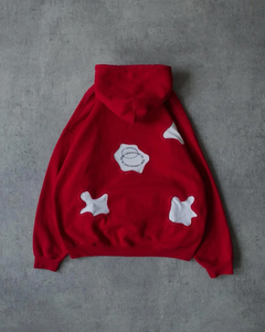 Sudadera con Capucha Extra Grande Roja Personalizada de 370g, Unisex, de Algodón Tejido, con Estampado de Letras, Diseño con Bolsillo Frontal, Estilo Otoñal - Product Image 4