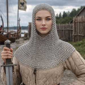 Coif en maille de fer Wolfguard – Capuche médiévale pour reconstitution historique - Product Image 1