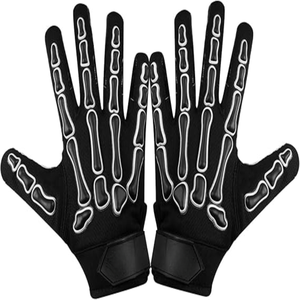 Gants de football américain de haute qualité pour receveur, blancs et rouges, Joker, super adhérents, en latex imperméable, compatibles écran tactile, avec grip personnalisé. - Product Image 1