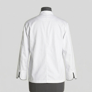 เสื้อเชฟ REDDITO สีขาว คอจีน กระดุมสองแถว ทรงปกติ แขนยาว สีพื้น ผ้าฝ้าย สำหรับผู้ชาย สไตล์ชุดทำงาน - Product Image 2