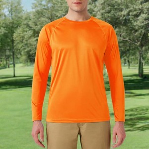 Camisa de Pesca de Manga Larga para Hombre, Color Naranja, Protección Solar UPF 50, Secado Rápido, Poliéster, Estilo Pullover, Talla Adulto - Product Image 4
