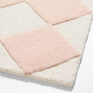 Alfombra Moderna y Contemporánea para Sala de Estar, Hecha a Mano, con Diseño Floral Rosa/Marfil, de Lana 100% de Nueva Zelanda, Suave y Afelpada - Product Image 4
