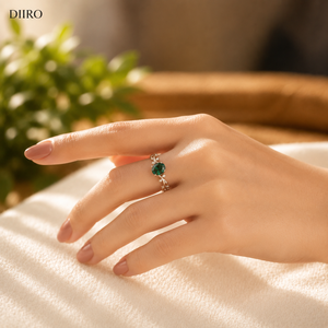 Women's 18K Yellow <b>Gold</b> Plated Moissanite <b>Ring</b> Pear Cut Green Gemstone Design Romantic Engagement <b>Ring</b> - Product Image 3