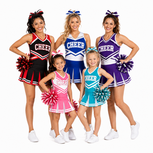 Tenue d'entraînement de cheerleading pour adultes, costume de danse, uniformes de cheerleading, jupe personnalisée en spandex/polyester par sublimation - Product Image 1