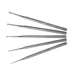 Curettes Buck Ear 6,5 pouces, pointues et à bout arrondi, droites et courbées, instruments chirurgicaux ORL en acier inoxydable, pour cire d'oreille de précision - Product Image 5