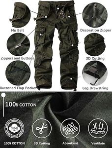 Pantalones Tácticos para Hombre, Multibolsillos, Impermeables, Transpirables, para Correr, Trotar, Hacer Ejercicio, Pantalones Cargo, Venta al por Mayor, OEM, ODM - Product Image 5