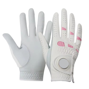 Durable <b>White</b> Golf Gloves Adults Excellent Grip Anti-Slip Soft PU Leather Breathable Hook & Loop Closure Extra Comfort Sports - Product Image 1