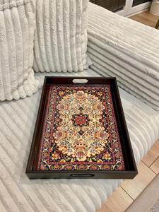 Plateau imprimé en bois pour meuble de salle de bain, étanche, pour rangement de cosmétiques et articles de toilette, plateau de service en gros - Product Image 6