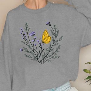 Pulls molletonnés pour femmes papillon et fleur jaune - Product Image 5